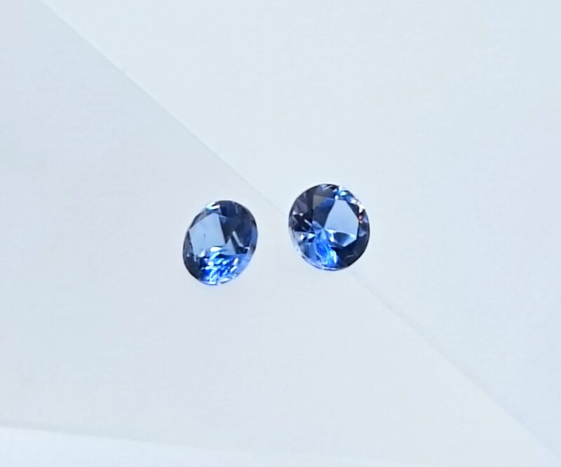 Benitoite .23 CTW. Faceted Gemstone Matching Pair Round Brilliants