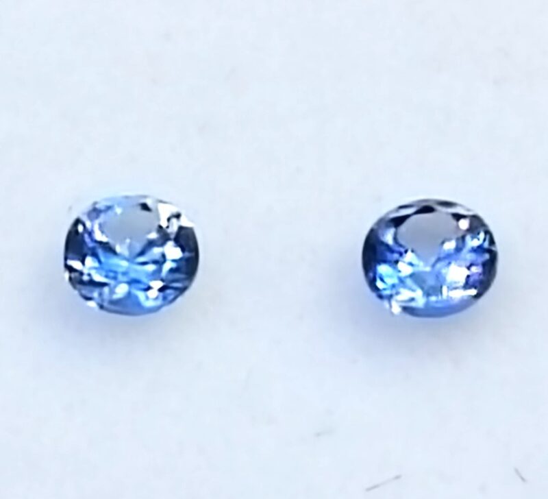 Benitoite .27 CTW. Faceted Gemstone Pair Round Brilliants