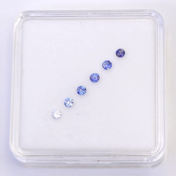 Rare Benitoite Gems .49 CTW. Color Line Suite Round Brilliant Gemstones 2.5 mm
