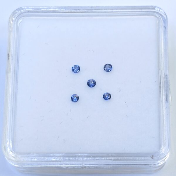 Benitoite Gemstones  2.1 mm Round Brilliant Cut  .21 CTW.  5 PCS.