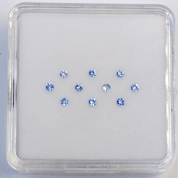Benitoite Gemstones  1.7 mm Round Brilliant Cut  .29 CTW.  10 PCS.