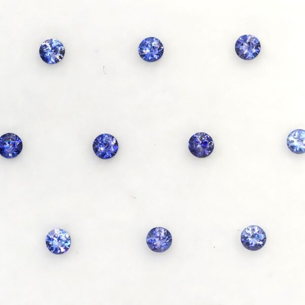 Benitoite Gemstones  1.7 mm Round Brilliant Cut  .25 CTW.  10 PCS.