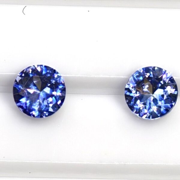 Benitoite Round Brilliant Matching Pair 0.33 CTW.  Faceted Gemstones