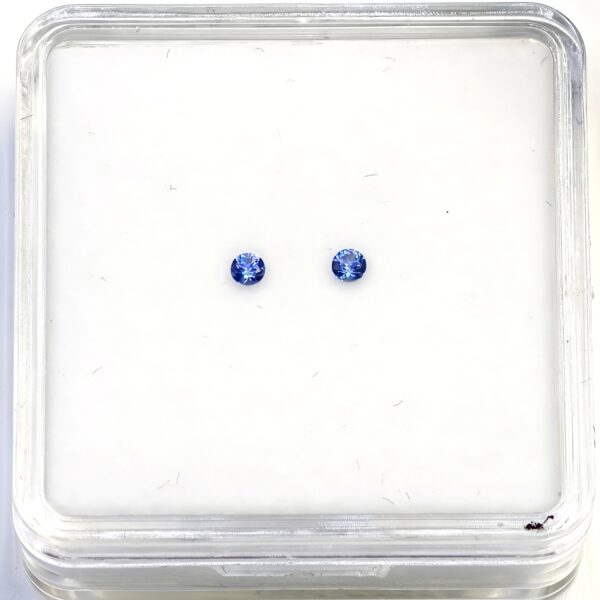 Benitoite Round Brilliant Matching Pair 0.15 CTW. 2.5 mm Faceted Gemstones